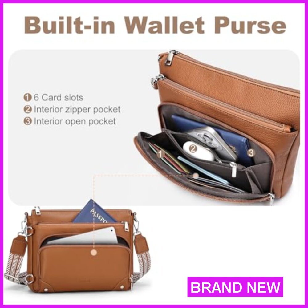 Anti-Theft Crossbody Bag with RFID Blocking Slim Hobo Purse for Travel - Picture 5 of 7